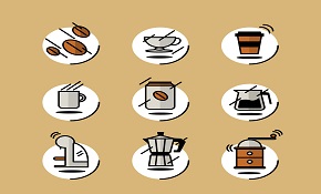 9 creative coffee elements icon vec
